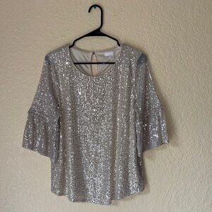 Silver Sequin Women's Top